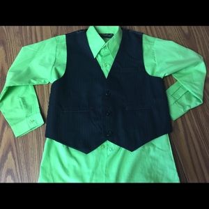 Boys Green Dress Shirt and Vest